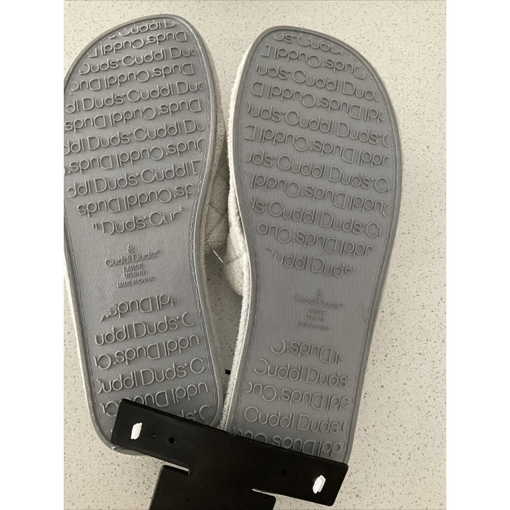 Cuddl Duds Open Toe Quilted Terry Cloth Gray Slippers Size 9-10 Women’s NWT - Picture 5 of 5